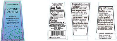 image description - coconut vanilla scented hand sanitizer 29 ml